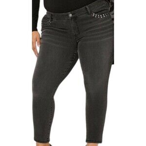Torrid Perfect Skinny Ankle Vintage Stretch Mid-Rise Studded Jean Plus 22 Tall
